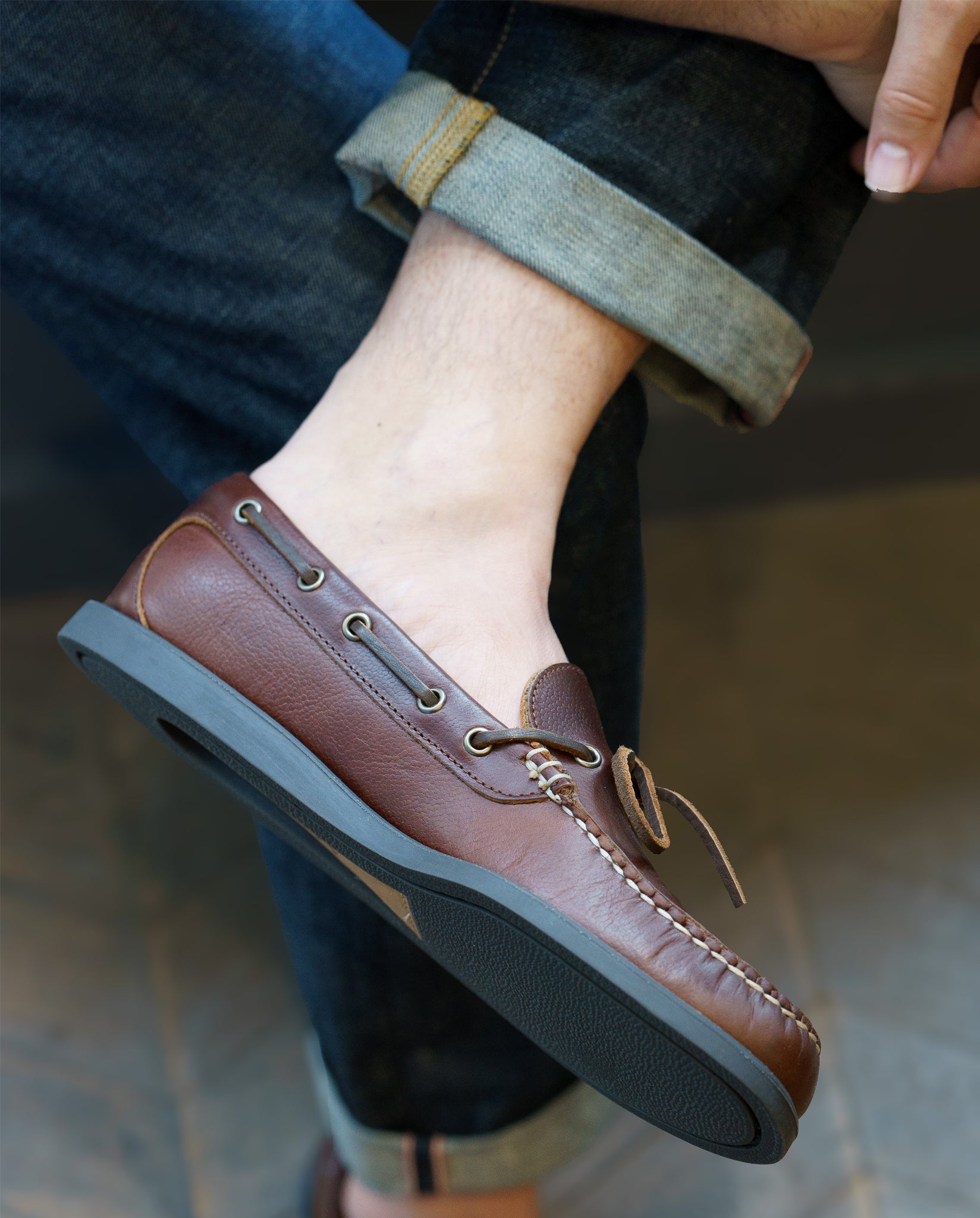 Quoddy Canoe Shoe in Brown Pebble