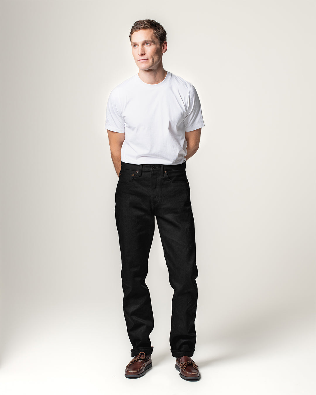 Black Relaxed Fit 007 Raw Selvedge Jeans