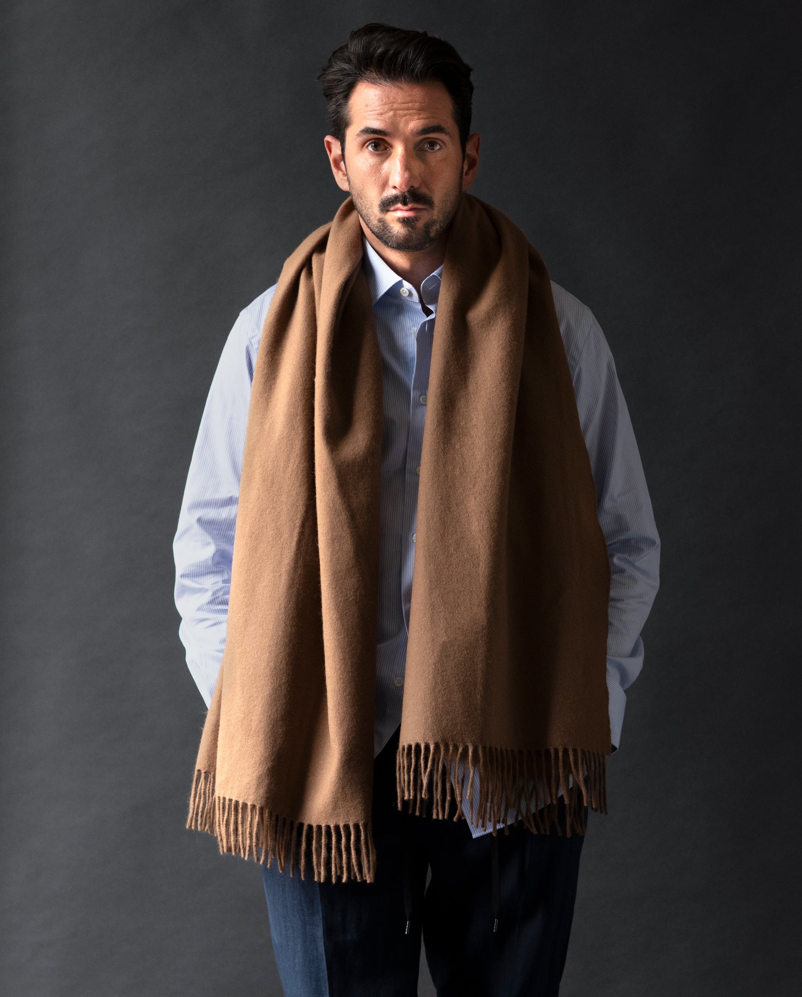 Tan Lambswool & Angora Scarf