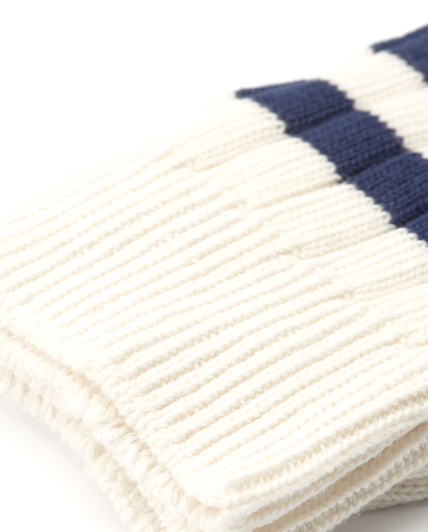 VARSITY SOCKS - CREAM WITH NAVY BLUE STRIPES