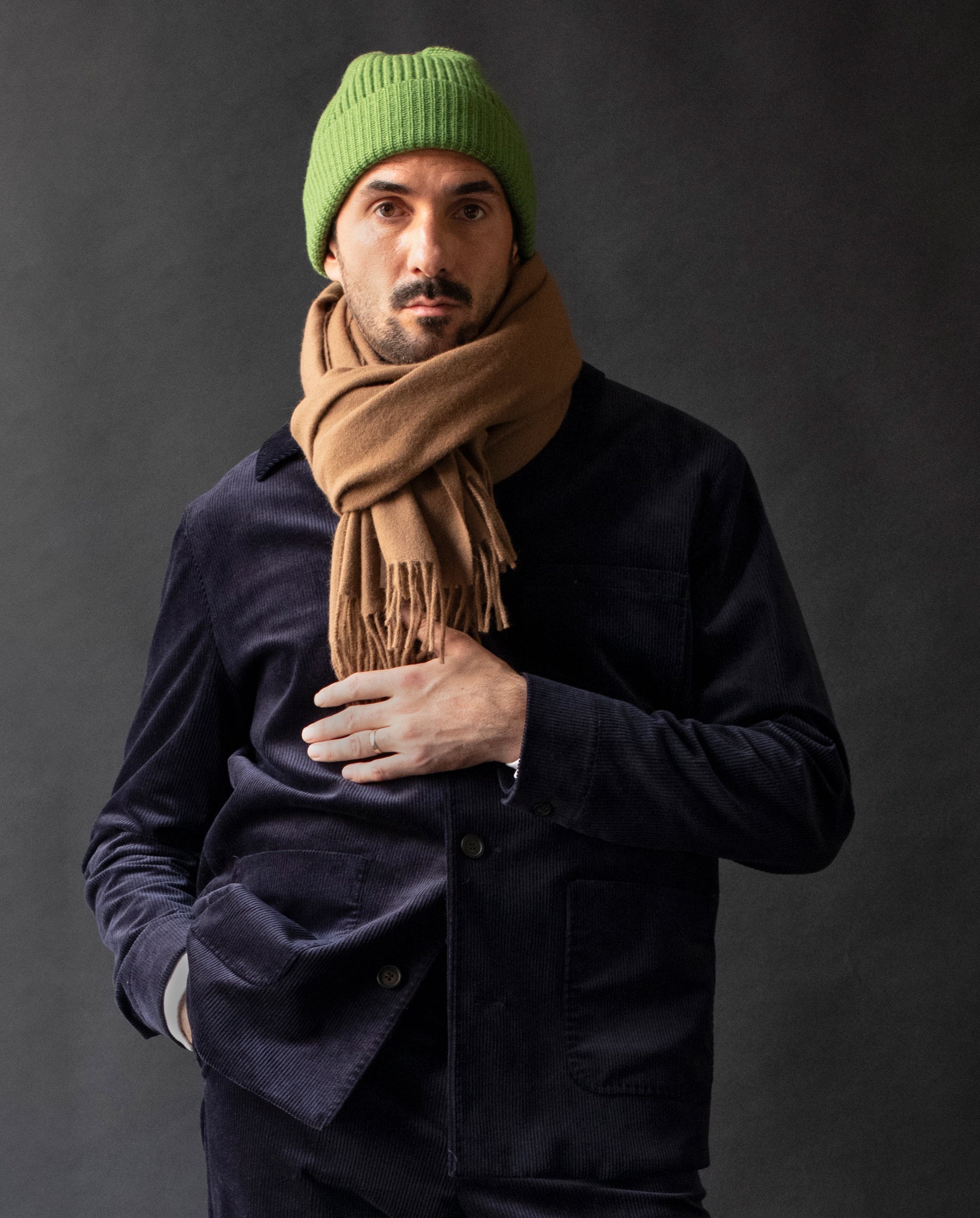 Moss Green Merino Wool Beanie