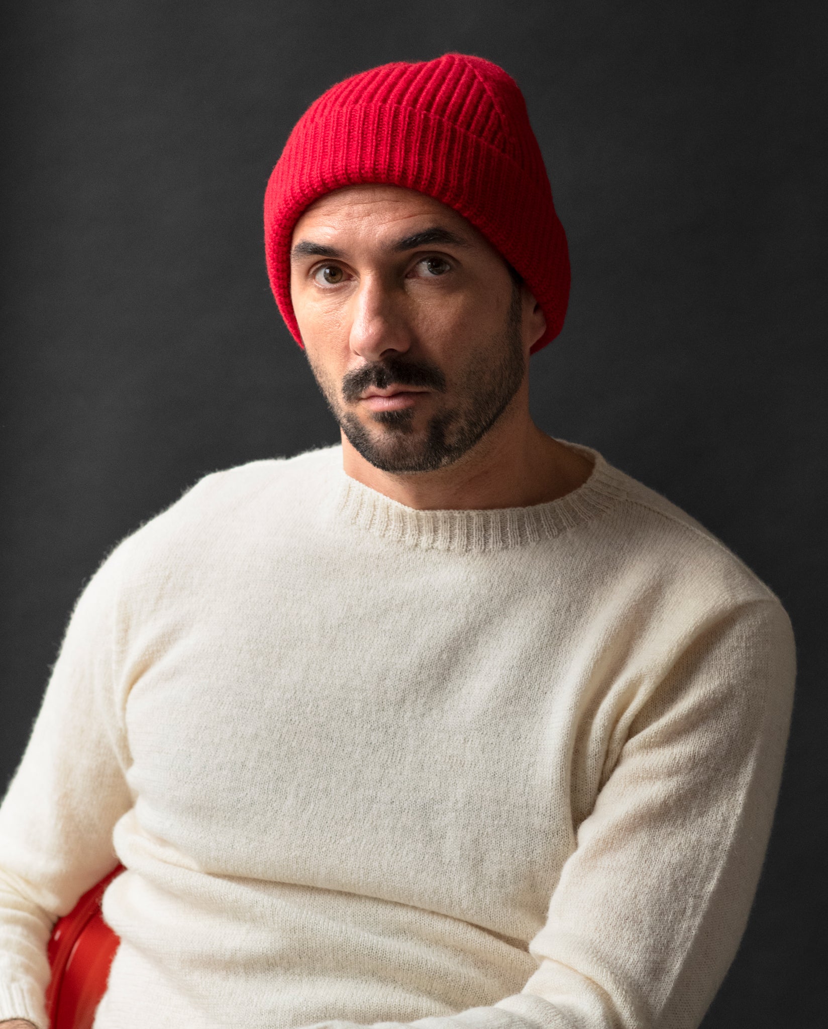 Red Merino Wool Beanie