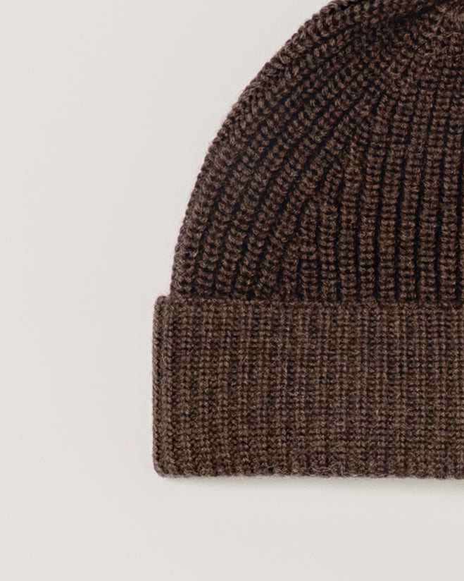 Brown Merino Wool Beanie