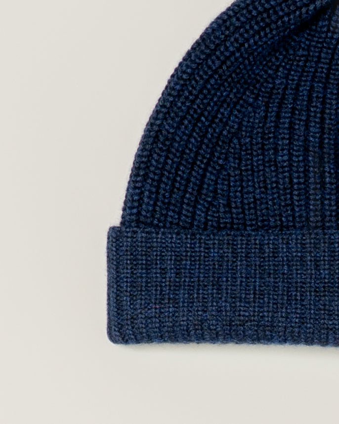 Navy Merino Wool Beanie