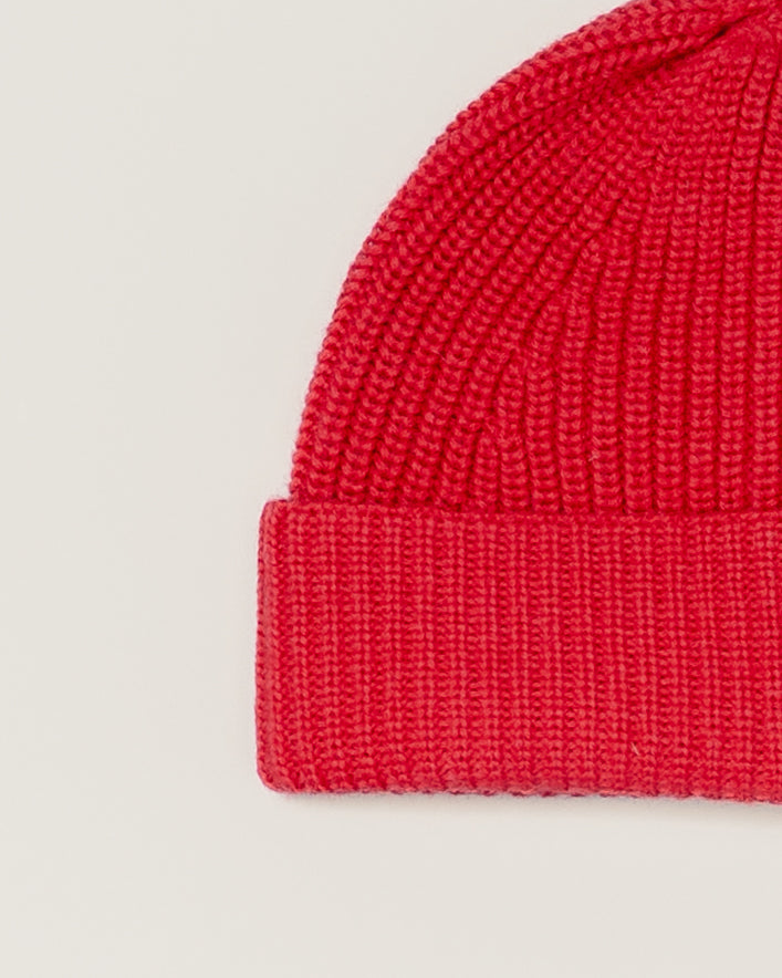Red Merino Wool Beanie