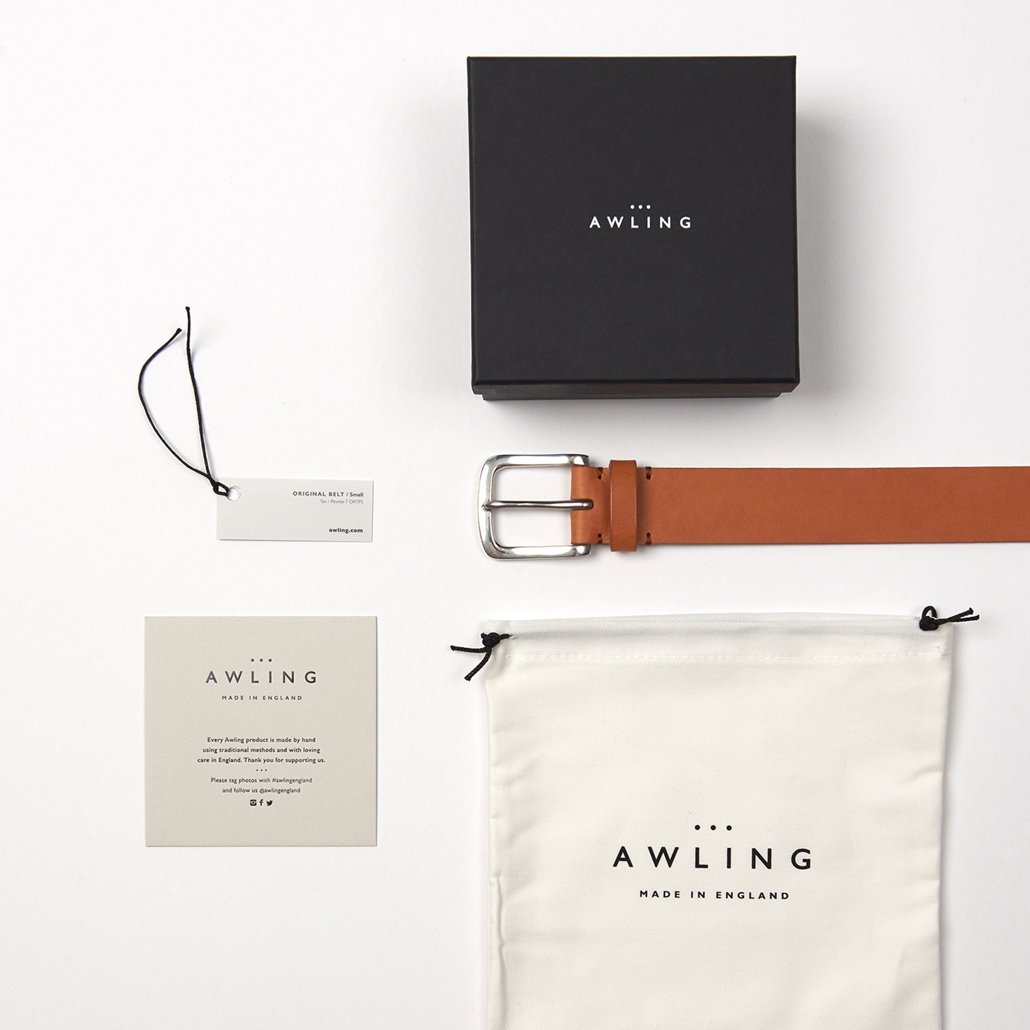 Awling Original belt - Tan/ Polished Pewter